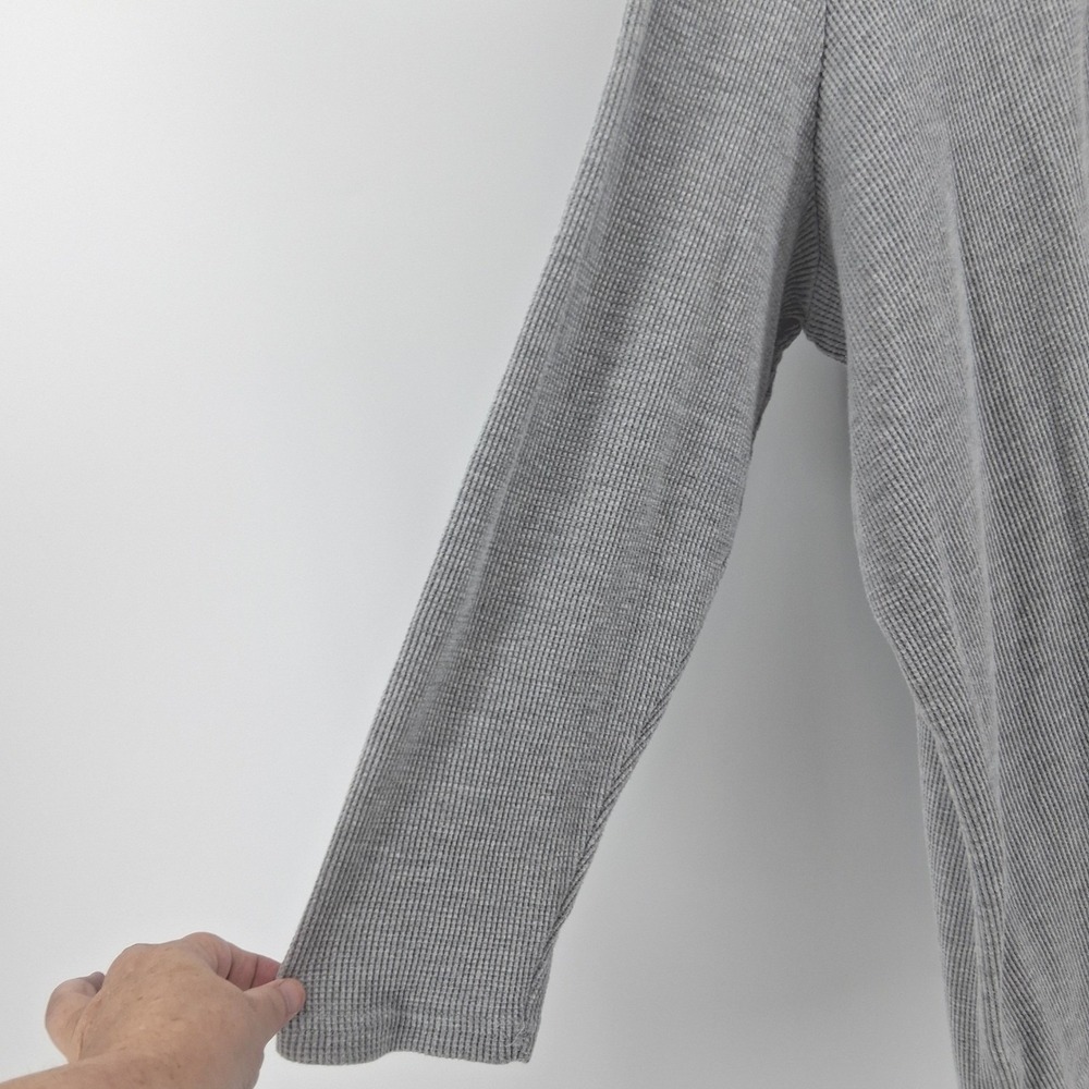 Woman Within Gray Floral Embroidered Thermal Knit Henley Tee Plus Sz 2X Cozy - Picture 5 of 11